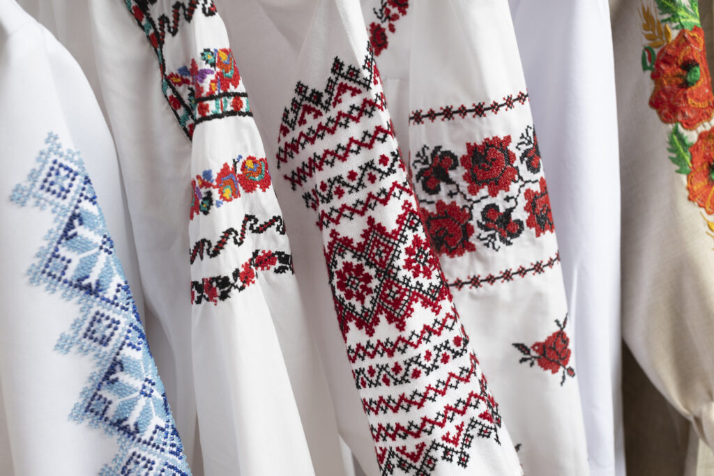 traditional embroidered shirts close up