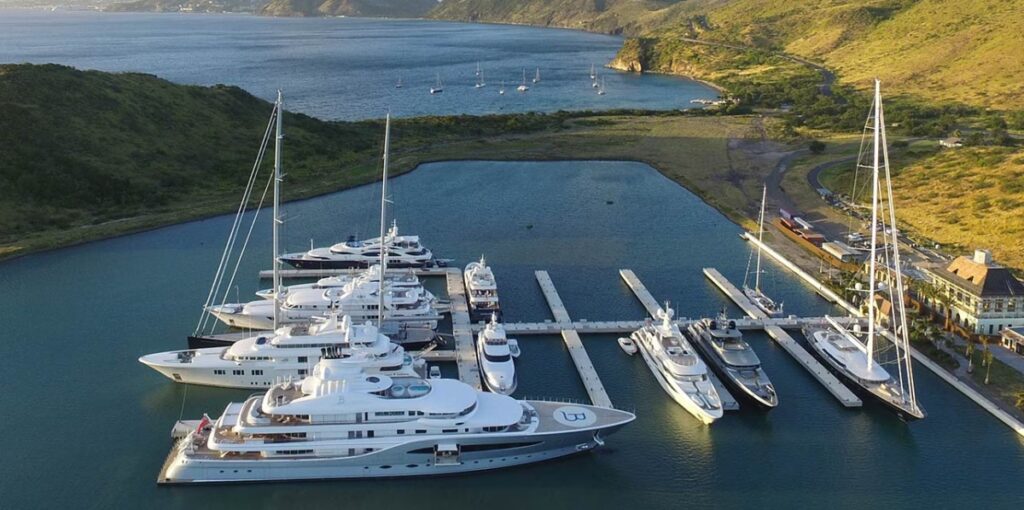 Safe Harbor Marinas acquires Christophe Harbour Marina in St. Kitts and plans expansion to support superyachts. (Photo credit: Christophe Harbour Marina)